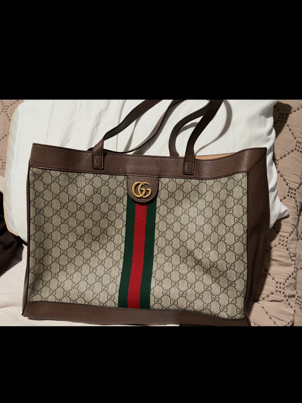 Supreme Monogram Web Ophidia Tote Brown